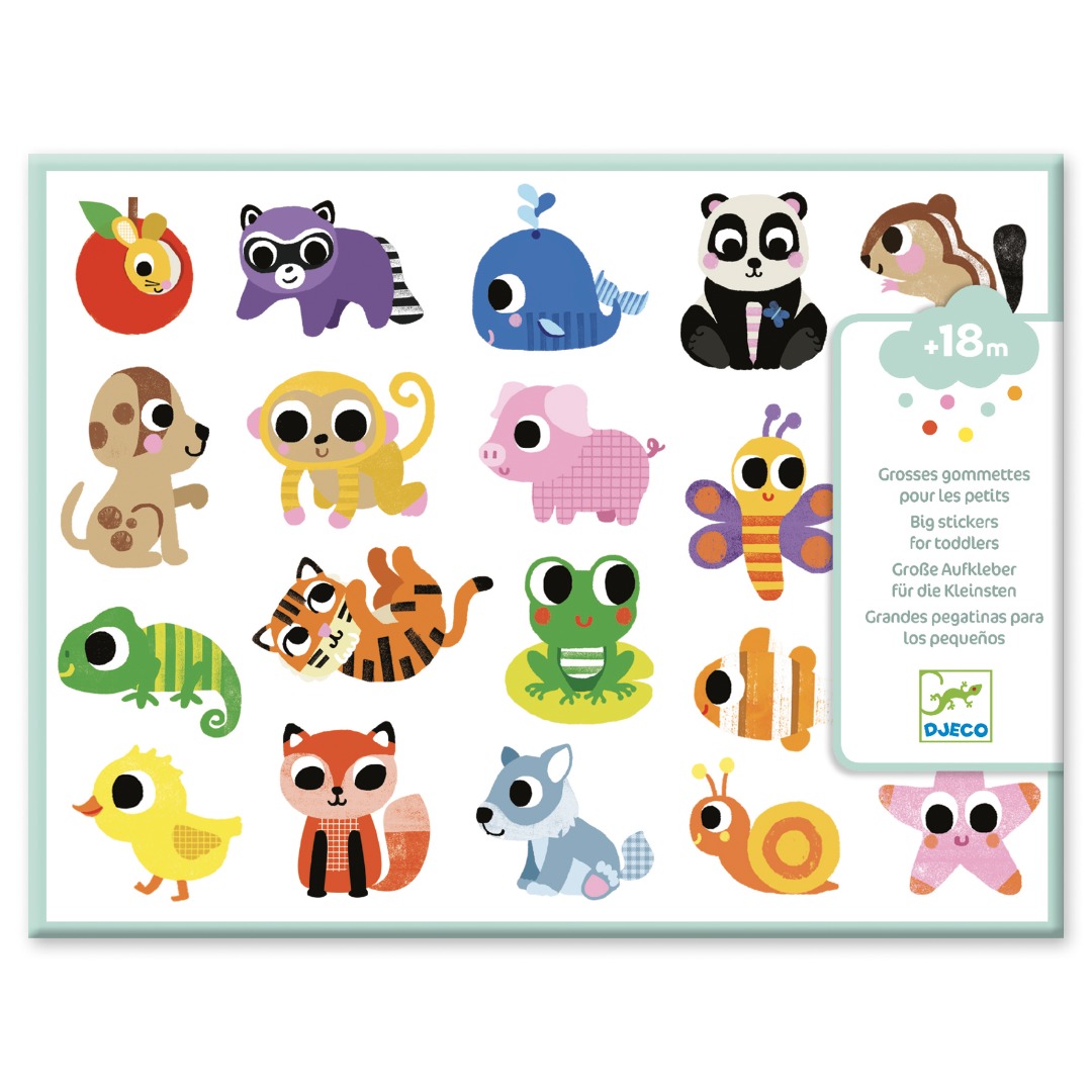 grote stickers voor kleuters - babydieren 