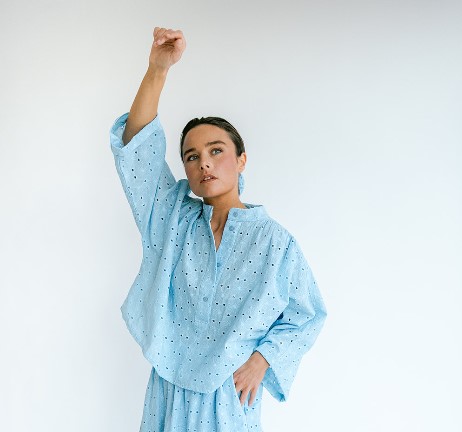 maya blouse blue sunflower